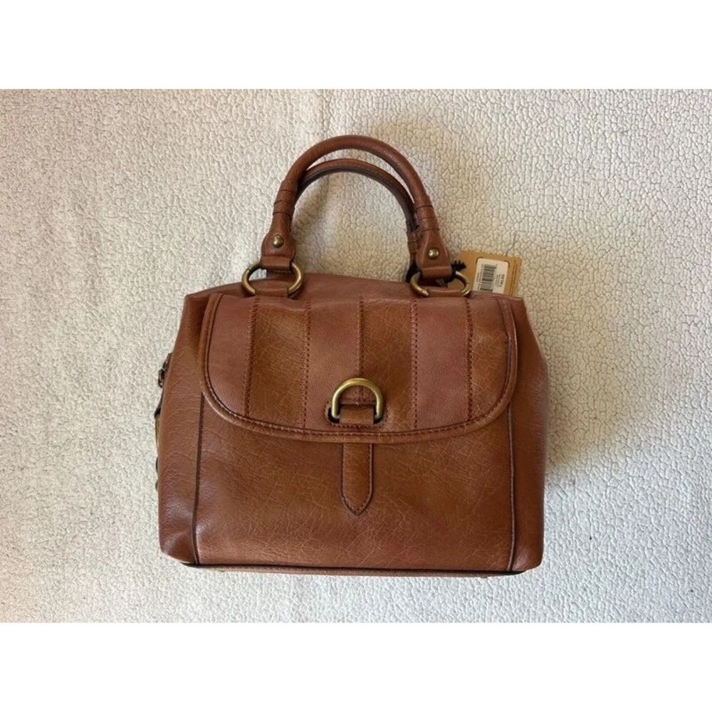 NWT Frye Lock Grip Large Satchel Brown Leather Handbag